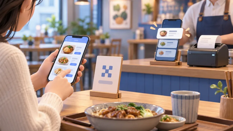 小店手机扫码点餐场景（示意图）
